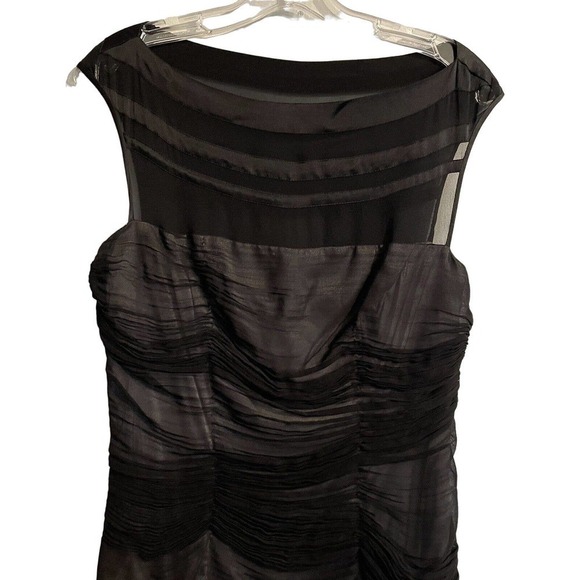 RUCH Cocktail Dress Black Ruched Bodycon Small 100% Silk Sleeveless Line… - Picture 2 of 9
